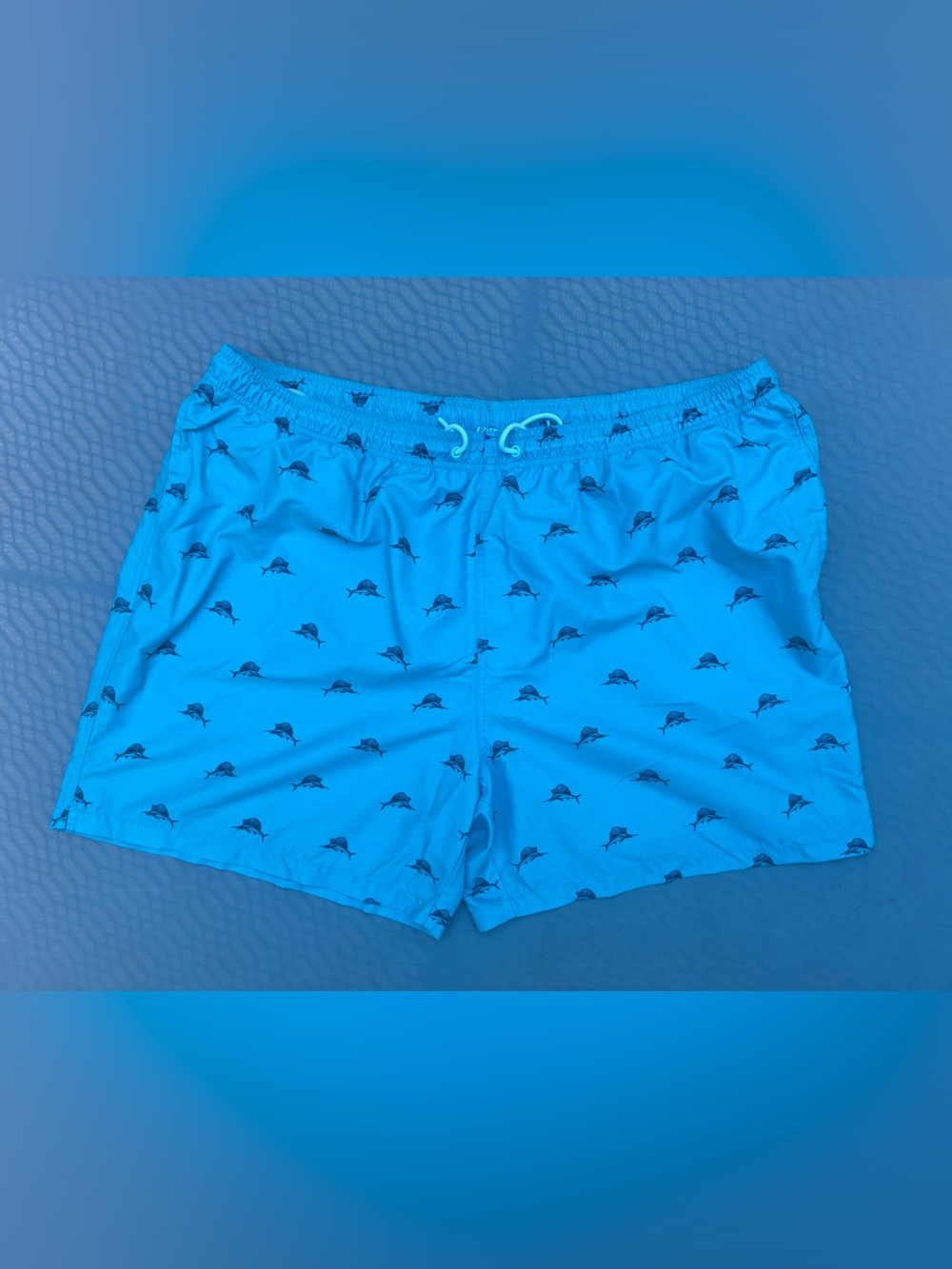 Men's Blue Marlin-Print Swim Trunks